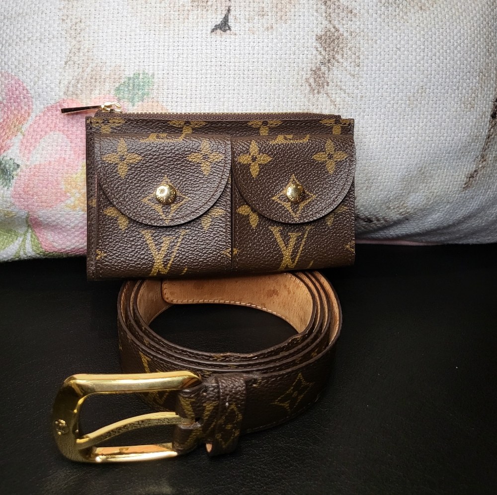 LOUIS VUITTON Monogram Brown Gold Hardware Pochette Duo Waist Belt Bag